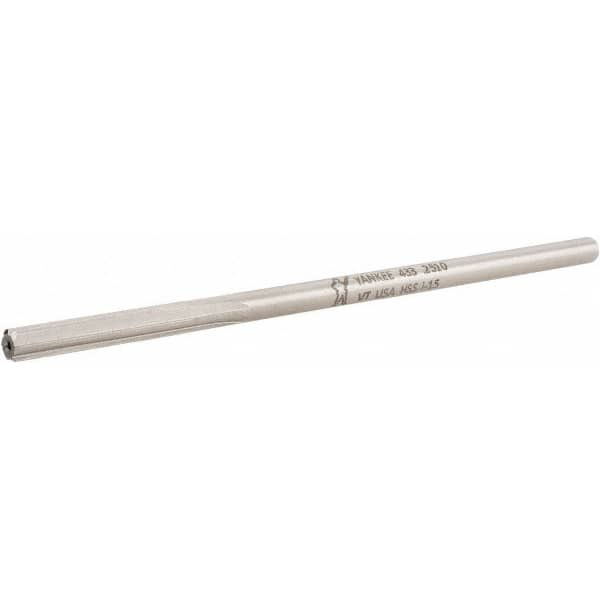 Made in USA - 1/4" High Speed Steel 6 Flute Chucking Reamer - Straight Flute, 0.2405" Straight Shank, 1-1/2" Flute Length, 6" OAL - Benchmark Tooling