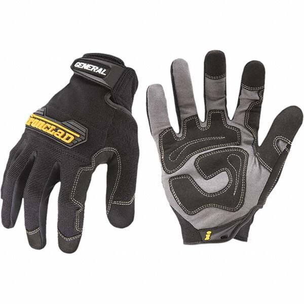 ironCLAD - Size L (9) Synthetic Leather Work Gloves - For Mechanic's & Lifting, Uncoated, Hook & Loop Cuff, Full Fingered, Black, Paired - Benchmark Tooling