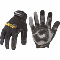 ironCLAD - Size L (9) Synthetic Leather Work Gloves - For Mechanic's & Lifting, Uncoated, Hook & Loop Cuff, Full Fingered, Black, Paired - Benchmark Tooling