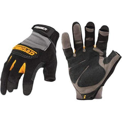 ironCLAD - Size L (9) Synthetic Leather Work Gloves - For Mechanic's & Lifting, Uncoated, Hook & Loop Cuff, Fingerless, Black, Paired - Benchmark Tooling