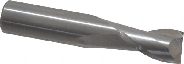 OSG - 12mm, 16mm LOC, 12mm Shank Diam, 64mm OAL, 2 Flute, Solid Carbide Square End Mill - Single End, Uncoated, Spiral Flute, 30° Helix, Centercutting, Right Hand Cut, Right Hand Flute, Series 412 - Benchmark Tooling