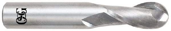 OSG - 7/8" Diam, 1-1/2" LOC, 2 Flute Solid Carbide Ball End Mill - Uncoated, Single End, 4" OAL, 7/8" Shank Diam, Spiral Flute - Benchmark Tooling