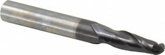 OSG - 17/64" Diam, 3/4" LOC, 2 Flute Solid Carbide Ball End Mill - TiAlN Finish, Single End, 2-1/2" OAL, 5/16" Shank Diam, Spiral Flute - Benchmark Tooling