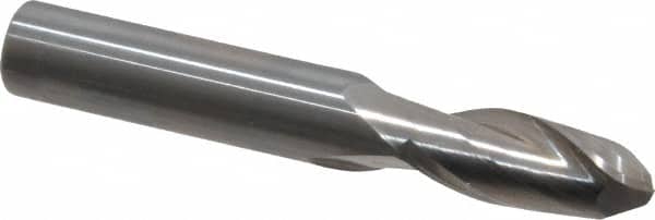 OSG - 23/64" Diam, 7/8" LOC, 2 Flute Solid Carbide Ball End Mill - Uncoated, Single End, 2-1/2" OAL, 3/8" Shank Diam, Spiral Flute - Benchmark Tooling