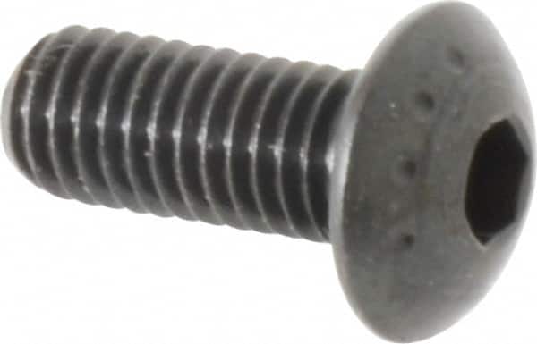 Made in USA - M5x0.80 Metric Coarse Hex Socket Drive, Button Screw - Alloy Steel, Black Oxide Finish, Fully Threaded, 12mm Length Under Head - Benchmark Tooling