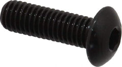 Made in USA - M5x0.80 Metric Coarse Hex Socket Drive, Button Screw - Alloy Steel, Black Oxide Finish, Fully Threaded, 16mm Length Under Head - Benchmark Tooling