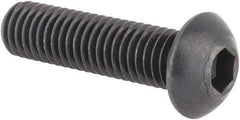 Made in USA - M8x1.25 Metric Coarse Hex Socket Drive, Button Screw - Alloy Steel, Black Oxide Finish, Fully Threaded, 30mm Length Under Head - Benchmark Tooling