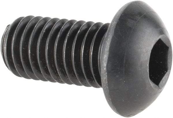 Made in USA - M10x1.50 Metric Coarse Hex Socket Drive, Button Screw - Alloy Steel, Black Oxide Finish, Fully Threaded, 20mm Length Under Head - Benchmark Tooling