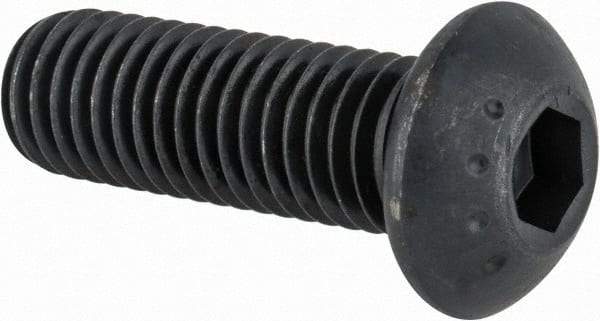 Made in USA - M10x1.50 Metric Coarse Hex Socket Drive, Button Screw - Alloy Steel, Black Oxide Finish, Fully Threaded, 30mm Length Under Head - Benchmark Tooling