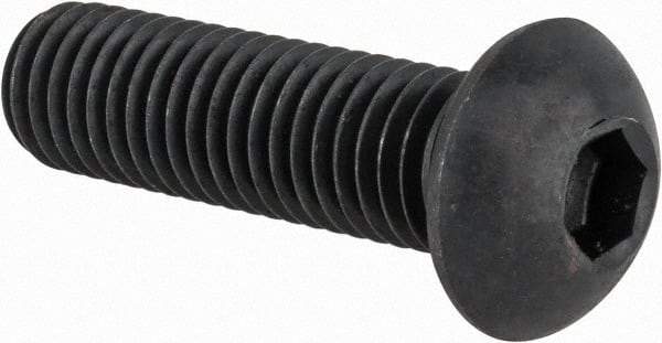 Made in USA - M10x1.50 Metric Coarse Hex Socket Drive, Button Screw - Alloy Steel, Black Oxide Finish, Fully Threaded, 35mm Length Under Head - Benchmark Tooling