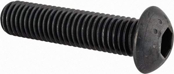 Made in USA - M12x1.75 Metric Coarse Hex Socket Drive, Button Screw - Alloy Steel, Black Oxide Finish, Fully Threaded, 50mm Length Under Head - Benchmark Tooling