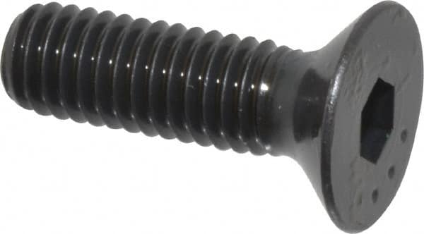 Made in USA - M6x1.00 Metric Coarse Hex Socket Drive, 90° Flat Head Socket Cap Screw - Grade 10.9 Alloy Steel, Black Oxide Finish, Fully Threaded, 20mm Length Under Head - Benchmark Tooling