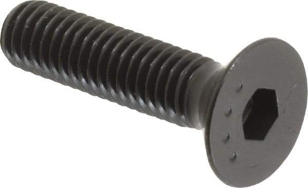 Made in USA - M6x1.00 Metric Coarse Hex Socket Drive, 90° Flat Head Socket Cap Screw - Grade 10.9 Alloy Steel, Black Oxide Finish, Fully Threaded, 25mm Length Under Head - Benchmark Tooling