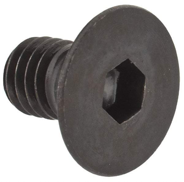 Made in USA - M6x1.00 Metric Coarse Hex Socket Drive, 90° Flat Head Socket Cap Screw - Grade 10.9 Alloy Steel, Black Oxide Finish, Fully Threaded, 10mm Length Under Head - Benchmark Tooling