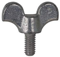 Value Collection - 3/8-16 Winged Shoulder Grade 32510 Iron Thumb Screw - 1-7/8" OAL, 1-11/16" Head Diam x 7/8" Head Height, Zinc-Plated Finish - Benchmark Tooling
