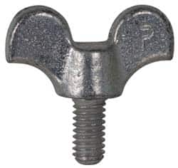 Value Collection - 3/8-16 Winged Shoulder Grade 32510 Iron Thumb Screw - 3-7/8" OAL, 1-11/16" Head Diam x 7/8" Head Height, Zinc-Plated Finish - Benchmark Tooling