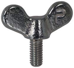 Made in USA - 5/16-18 Winged Shoulder Grade 32510 Iron Thumb Screw - 1-3/4" OAL, 1-3/4" Head Diam x 3/4" Head Height, Uncoated - Benchmark Tooling