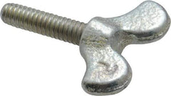 Value Collection - 1/4-20 Winged Shoulder Grade 32510 Iron Thumb Screw - 1-5/8" OAL, 1-3/8" Head Diam x 5/8" Head Height, Zinc-Plated Finish - Benchmark Tooling