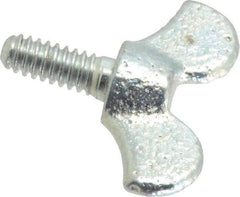 Value Collection - #10-24 Winged Shoulder Grade 32510 Iron Thumb Screw - 1" OAL, 1-1/16" Head Diam x 1/2" Head Height, Zinc-Plated Finish - Benchmark Tooling