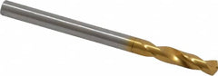 Guhring - #27 130° Parabolic Flute Cobalt Screw Machine Drill Bit - TiN Finish, Right Hand Cut, 20mm Flute Length, 52mm OAL, Standard Point, Straight Shank - Benchmark Tooling