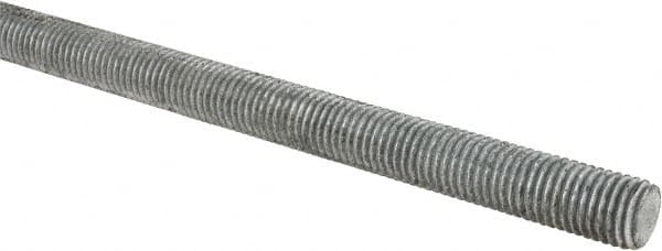 Made in USA - 3/4-10 UNC (Coarse), 6' Long, Low Carbon Steel Threaded Rod - Hot-Dipped Galvanized Finish, Right Hand Thread - Benchmark Tooling