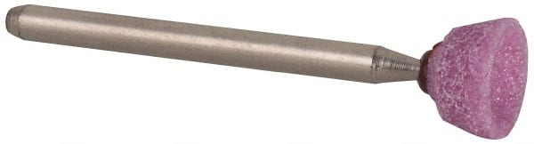 Grier Abrasives - 3/8 x 3/16" Head Diam x Thickness, B83, Inverted Cone Cupped End, Aluminum Oxide Mounted Point - Benchmark Tooling