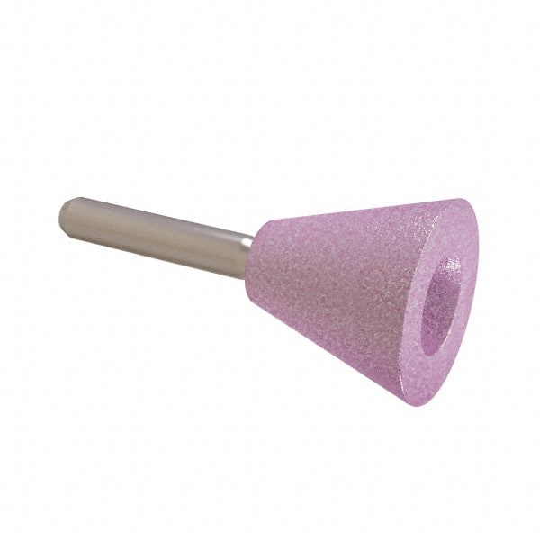 Grier Abrasives - 1-3/8 x 1" Head Diam x Thickness, A31, Inverted Cone Cupped End, Aluminum Oxide Mounted Point - Benchmark Tooling