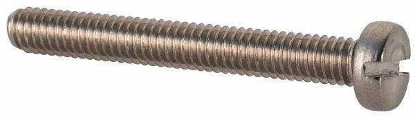 Value Collection - M2.5x0.45 Metric Coarse, 20mm Length Under Head Slotted Drive Machine Screw - Fillister Head, Grade 18-8 & A2 Stainless Steel, Uncoated, Without Washer - Benchmark Tooling