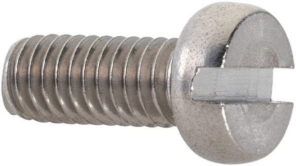 Value Collection - M4x0.70 Metric Coarse, 10mm Length Under Head Slotted Drive Machine Screw - Fillister Head, Grade 18-8 & A2 Stainless Steel, Uncoated, Without Washer - Benchmark Tooling