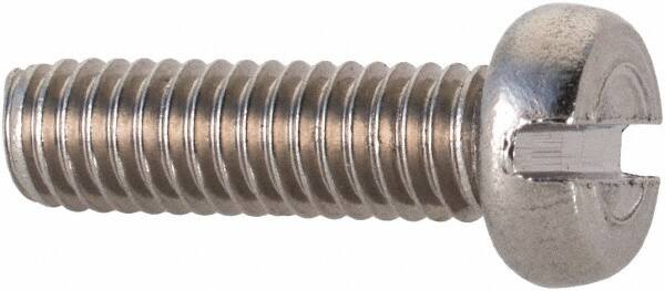 Value Collection - M4x0.70 Metric Coarse, 14mm Length Under Head Slotted Drive Machine Screw - Fillister Head, Grade 18-8 & A2 Stainless Steel, Uncoated, Without Washer - Benchmark Tooling