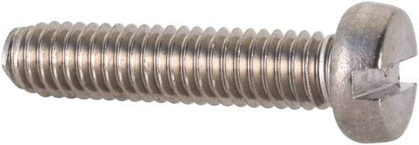 Value Collection - M4x0.70 Metric Coarse, 18mm Length Under Head Slotted Drive Machine Screw - Fillister Head, Grade 18-8 & A2 Stainless Steel, Uncoated, Without Washer - Benchmark Tooling
