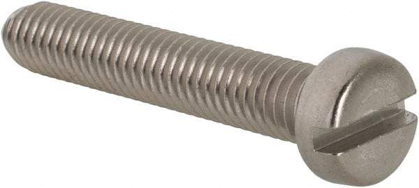 Value Collection - M6x1.00 Metric Coarse, 35mm Length Under Head Slotted Drive Machine Screw - Fillister Head, Grade 18-8 & A2 Stainless Steel, Uncoated, Without Washer - Benchmark Tooling