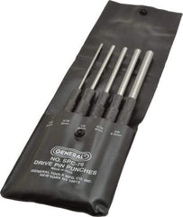 General - 5 Piece, 1/8 to 3/8", Pin Punch Set - Comes in Vinyl Case - Benchmark Tooling