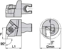 Kennametal - Insert Style NG 2R, 30mm Head Length, Left Hand Cut, Internal Modular Threading Cutting Unit Head - System Size KM3225, 22mm Center to Cutting Edge, Series Top Notch - Benchmark Tooling