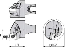 Kennametal - Left Hand Cut, Size KM3225, CN.. Insert Compatiblity, Internal Modular Turning & Profiling Cutting Unit Head - 22mm Ctr to Cutting Edge, 30mm Head Length, Through Coolant, Series Kenloc - Benchmark Tooling