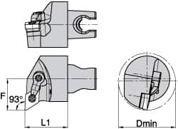 Kennametal - Left Hand Cut, Size KM3225, DN.. Insert Compatiblity, Internal Modular Turning & Profiling Cutting Unit Head - 22mm Ctr to Cutting Edge, 30mm Head Length, Through Coolant, Series Kenloc - Benchmark Tooling