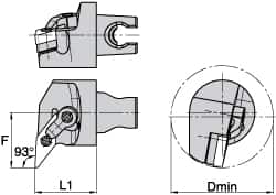 Kennametal - Right Hand Cut, Size KM3225, VN.. Insert Compatiblity, Internal Modular Turning & Profiling Cutting Unit Head - 27mm Ctr to Cutting Edge, 30mm Head Length, Through Coolant, Series Kenloc - Benchmark Tooling
