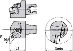 Kennametal - Right Hand Cut, Size KM3225, VN.. Insert Compatiblity, Internal Modular Turning & Profiling Cutting Unit Head - 27mm Ctr to Cutting Edge, 30mm Head Length, Through Coolant, Series Kenloc - Benchmark Tooling