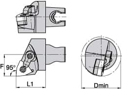 Kennametal - Right Hand Cut, Size KM3225, WN.. Insert Compatiblity, Internal Modular Turning & Profiling Cutting Unit Head - 22mm Ctr to Cutting Edge, 30mm Head Length, Through Coolant, Series Kenloc - Benchmark Tooling