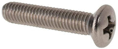 Value Collection - M5x0.80 Metric Coarse, 25mm OAL Phillips Drive Machine Screw - Oval Head, Grade 18-8 & A2 Stainless Steel, Uncoated, Without Washer - Benchmark Tooling