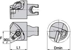 Kennametal - Insert Style LT 16NL, 30mm Head Length, Left Hand Cut, Internal Modular Threading Cutting Unit Head - System Size KM3225, 22mm Center to Cutting Edge, Series LT Threading - Benchmark Tooling