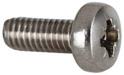 Value Collection - M3.5x0.60 Metric Coarse, 8mm Length Under Head Pozidriv Drive Machine Screw - Pan Head, Grade 18-8 & A2 Stainless Steel, Uncoated, Without Washer - Benchmark Tooling