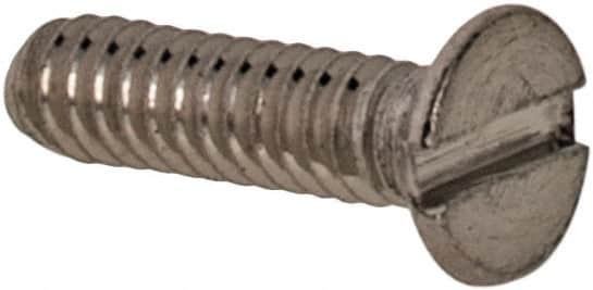 Value Collection - M1.6x0.35 Metric Coarse, 6mm OAL Slotted Drive Machine Screw - Flat Head, Grade 316 & A4 Stainless Steel, Uncoated, Without Washer - Benchmark Tooling