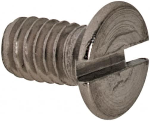 Value Collection - M2.5x0.45 Metric Coarse, 5mm OAL Slotted Drive Machine Screw - Flat Head, Grade 316 & A4 Stainless Steel, Uncoated, Without Washer - Benchmark Tooling