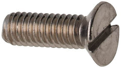 Value Collection - M2.5x0.45 Metric Coarse, 8mm OAL Slotted Drive Machine Screw - Flat Head, Grade 316 & A4 Stainless Steel, Uncoated, Without Washer - Benchmark Tooling