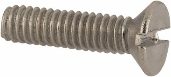 Value Collection - M2.5x0.45 Metric Coarse, 10mm OAL Slotted Drive Machine Screw - Flat Head, Grade 316 & A4 Stainless Steel, Uncoated, Without Washer - Benchmark Tooling