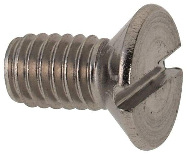Value Collection - M4x0.70 Metric Coarse, 8mm OAL Slotted Drive Machine Screw - Flat Head, Grade 316 & A4 Stainless Steel, Uncoated, Without Washer - Benchmark Tooling
