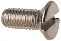 Value Collection - M4x0.70 Metric Coarse, 10mm OAL Slotted Drive Machine Screw - Flat Head, Grade 316 & A4 Stainless Steel, Uncoated, Without Washer - Benchmark Tooling