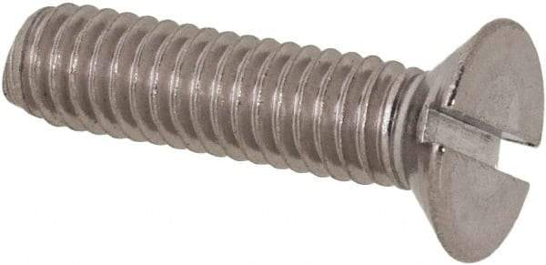 Value Collection - M4x0.70 Metric Coarse, 16mm OAL Slotted Drive Machine Screw - Flat Head, Grade 316 & A4 Stainless Steel, Uncoated, Without Washer - Benchmark Tooling