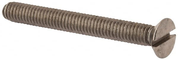 Value Collection - M4x0.70 Metric Coarse, 35mm OAL Slotted Drive Machine Screw - Flat Head, Grade 316 & A4 Stainless Steel, Uncoated, Without Washer - Benchmark Tooling